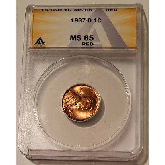 1937 D Lincoln Wheat Cent MS65 RED ANACS - Picture 1 of 4